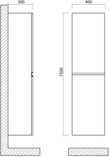 Шкаф-пенал ArtMax Bianchi AM-Bianchi-1500-2A-SO-OM 40 см оливковый матовый